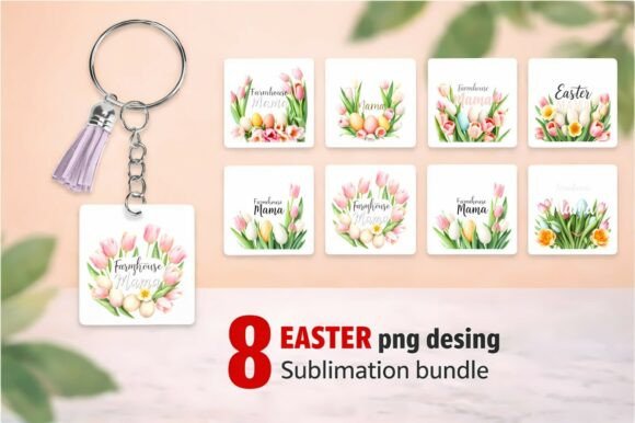 8 Easter Farmhouse Mama with Tulips Designs