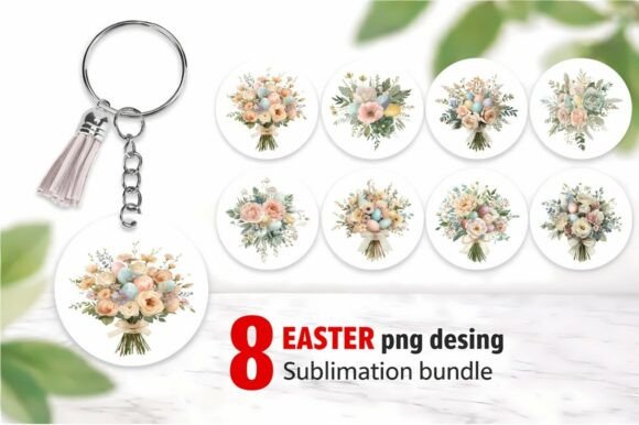 Creative Spring Projects with 8 Easter Bouquet with Eggs PNG Sublimation Designs