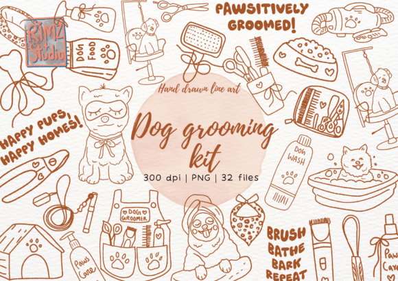 Elevate Projects with Dog Grooming PNG Bundle