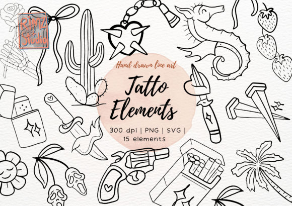 Elevate Your Creative Projects with the Tattoo Elements Hand Drawn SVG Bundle