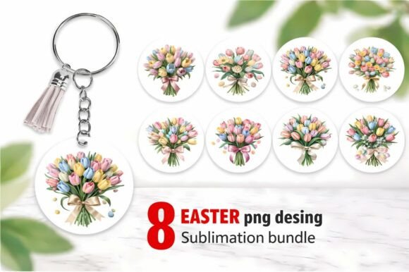 Elevate Your Spring Crafts with the 8 Easter Tulip Bouquet PNG Sublimation Collection