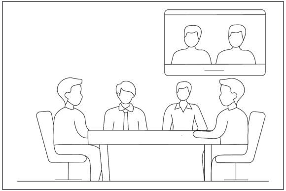 Elevating Your Brand with Business Meeting Contrast Scene Line Art