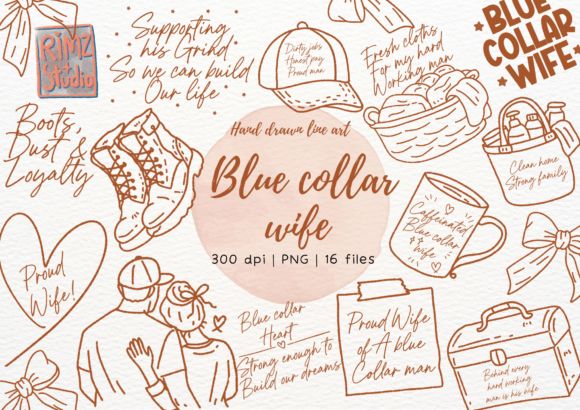 Evaluating Blue Collar Wife Doodles Hand Drawn PNG Assets for Creative Projects
