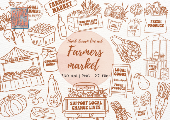 Evaluating Farmers Market Doodle Hand Drawn PNG Assets for Creative Projects
