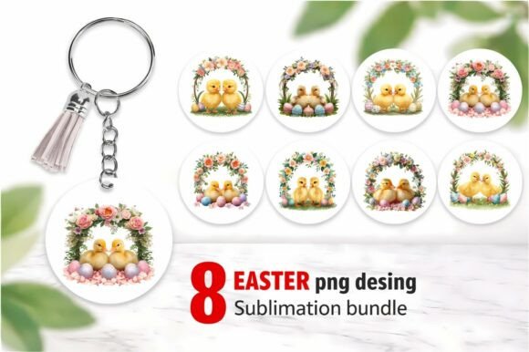 Evaluating the 8 Easter Duckling in Floral Wreath with Eggs Bundle for Spring Sublimation Projects