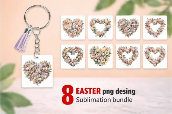 Evaluating the 8 Easter Floral Heart with Eggs PNG Sublimation Bundle