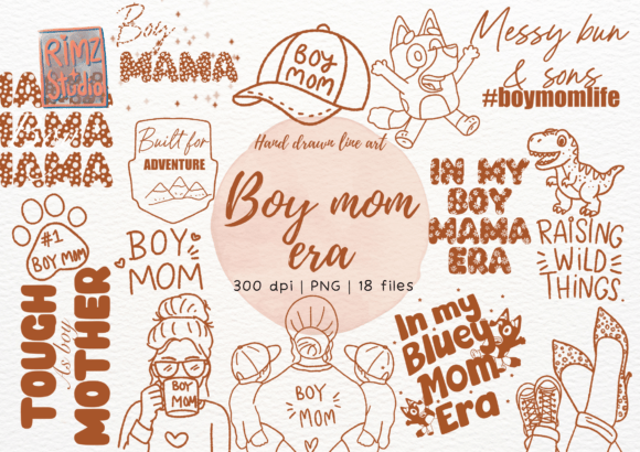 Strategic Branding and Creative Efficiency with Boy Mom Era Clipart Doodle Hand Drawn Assets
