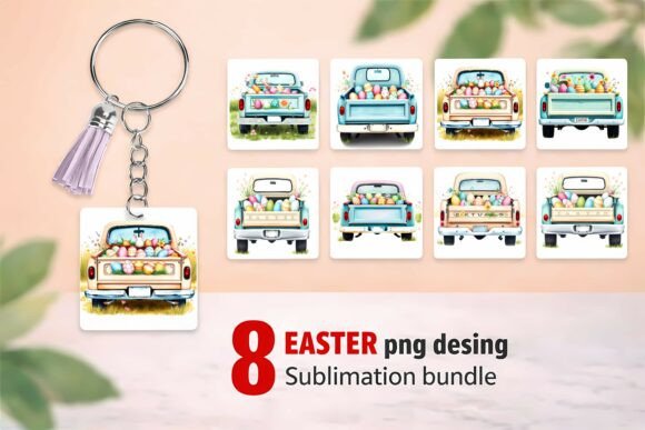 Vintage Easter Truck PNGs for Sublimation Crafts